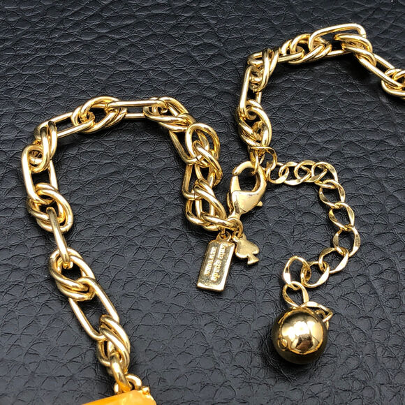 Kate Spade Necklace Swirl Around 16" Yellow Ivory 12K Plate Graduated Bib Choker - Picture 5 of 8